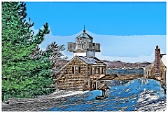 Rockland Harbor SW Light After Snowstorm - Digital Painting
